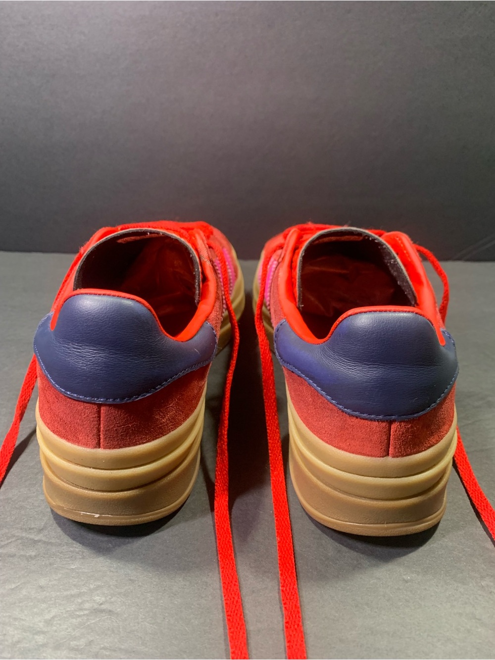 Adidas Gazelle Women’s Red Pink Blue Platform Suede Sneakers Shoe Size- 8.5 - Picture 5 of 9
